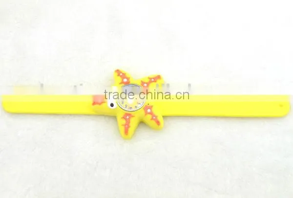 cute starfish slap watch glass face quartz movt silicone strap fancy lady watches for wholesale