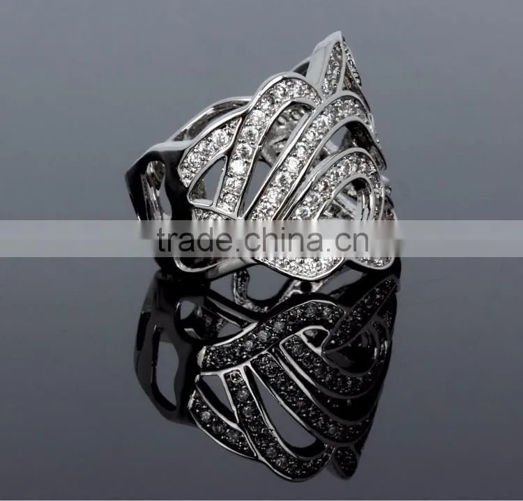 Latest Design Party Dress Cubic Zirconia Chunky Big Size Women Gold Wedding Ring