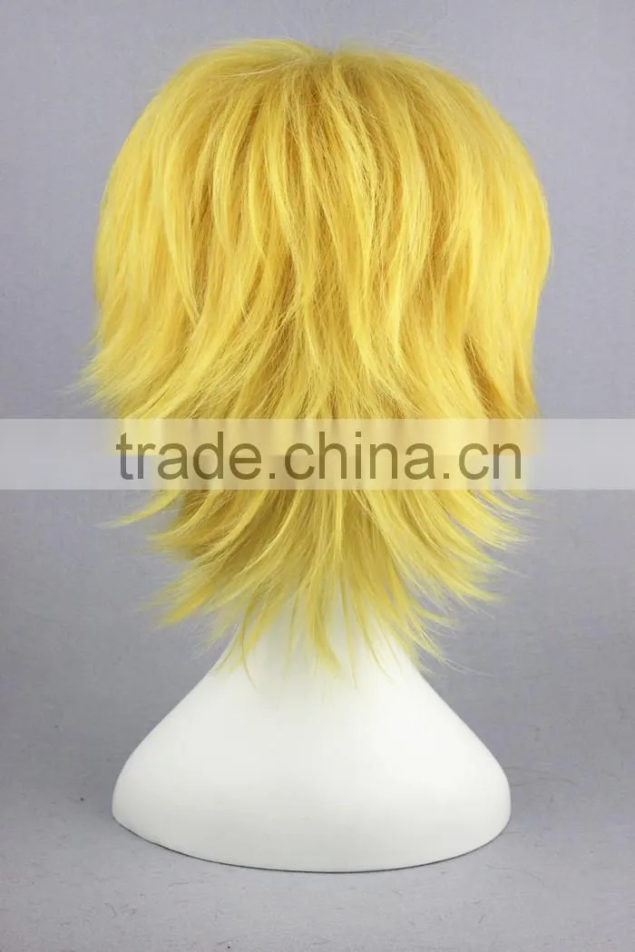 High Quality 35cm Short Straight Kingdom Hearts Wig Ventus Gold Synthetic Anime Wig Cosplay Hair Wigs Party Wig