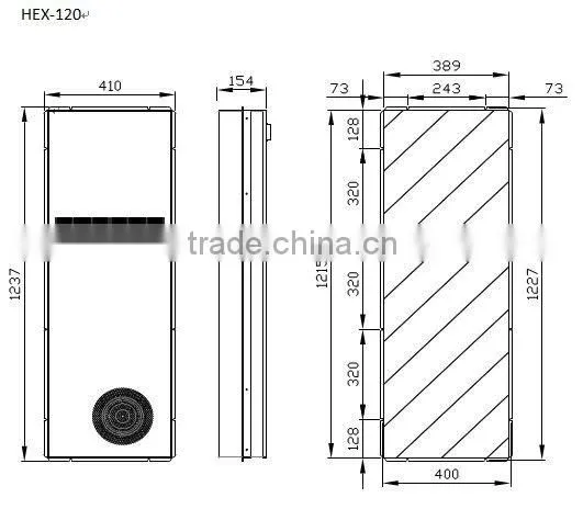 120W/K IP23 factory price base station cabinet panel heat exchanger for control cabinet or electric box or battery cabinet