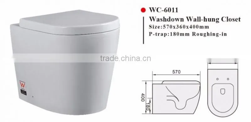 Back to Wall Toilet P/S trap Round WC Pan for Concealed Cistern or Floor-standing Flushing Cistern WATERMARK WC-6011