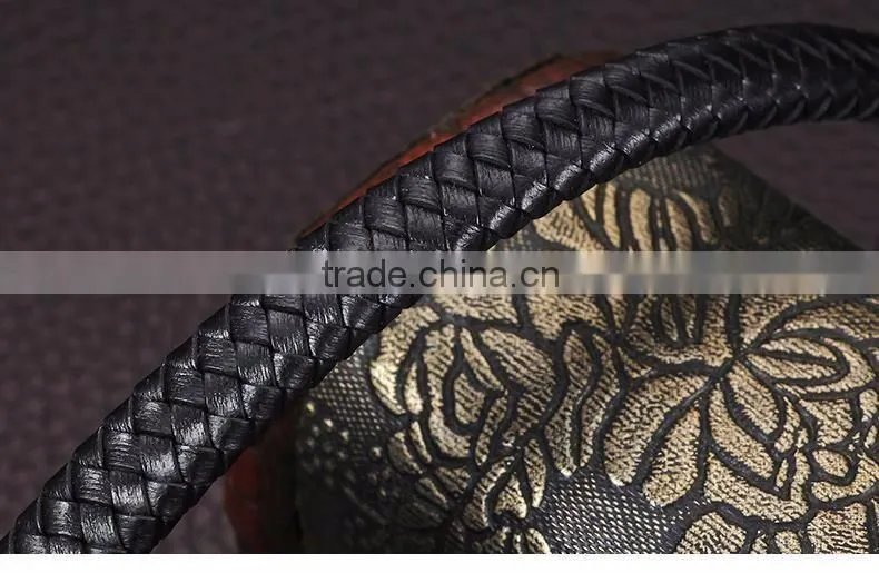 Customized logo clasps for leather bracelets bio magnetic bracelet genuine mens handmade braided leather bracelet