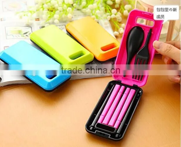 Foldable travel tableware three sets of chopsticks spoon fork