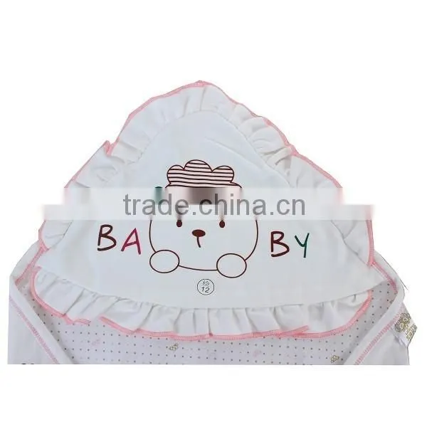 BB-MS-023 Plain White Polka Dot and Cute Cartoon Pattern Baby Hooded Towel