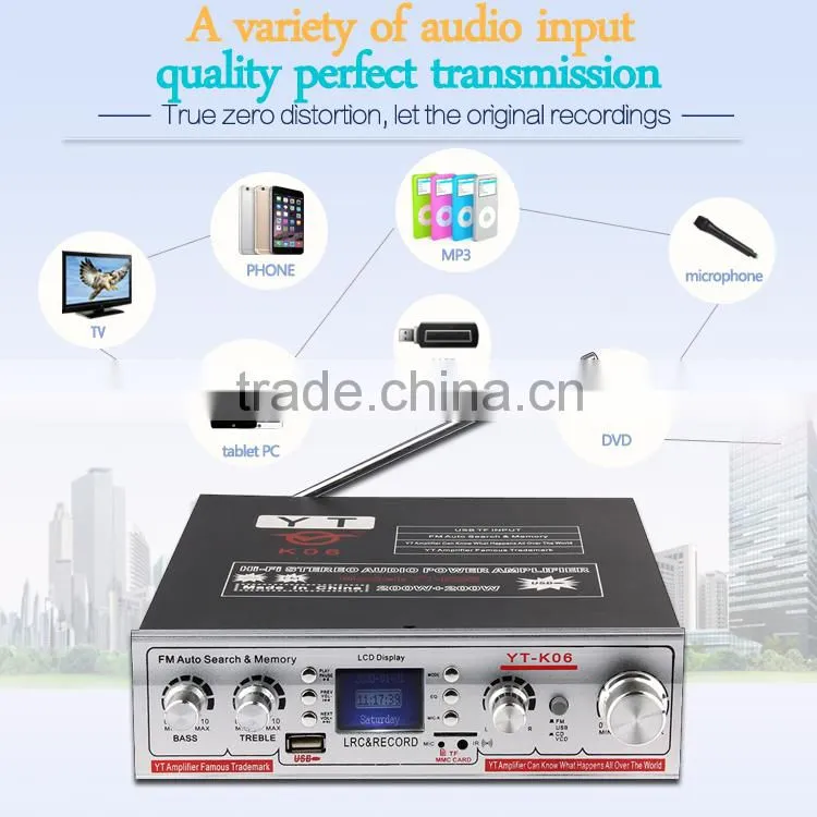 hi fi audio power amplifier with LCD (LRC)display/USB/TF card YT-K06/mp3 player YT-K06