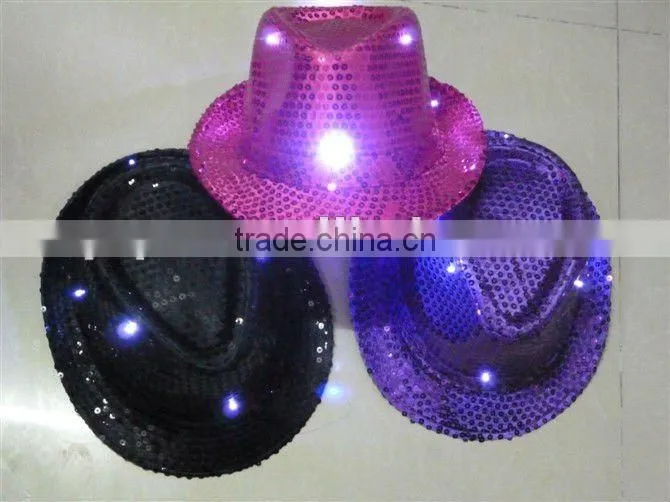 LED flshing paillette knight hats