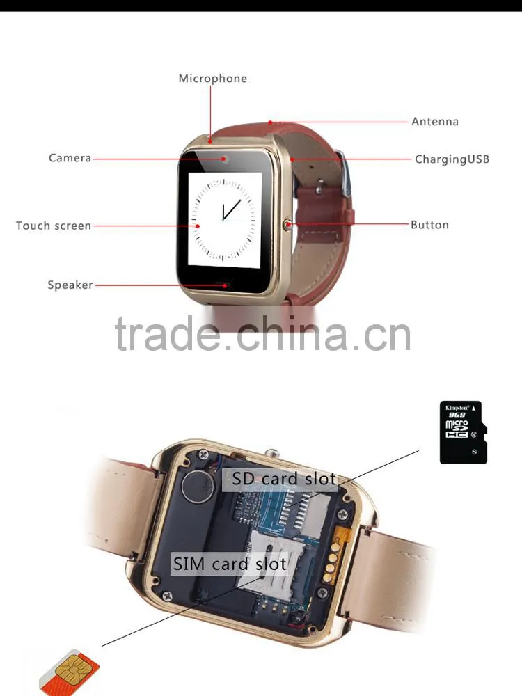 Quad band GSM GPRS smart phone watch with 1.3MP HD camera