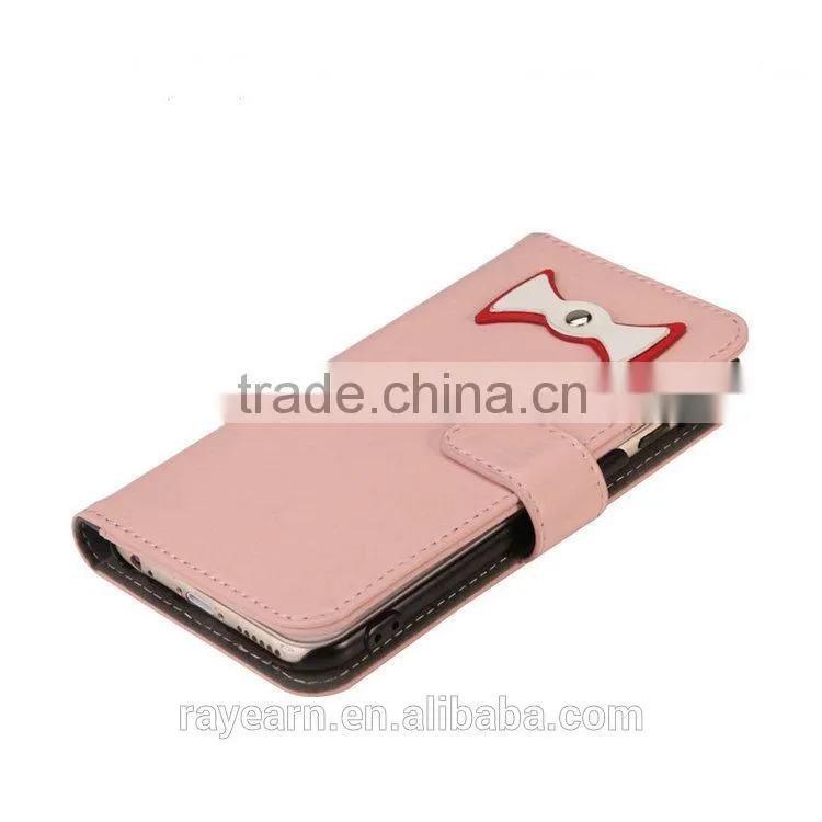 Sweety bow tie leather case for iPhone user young group