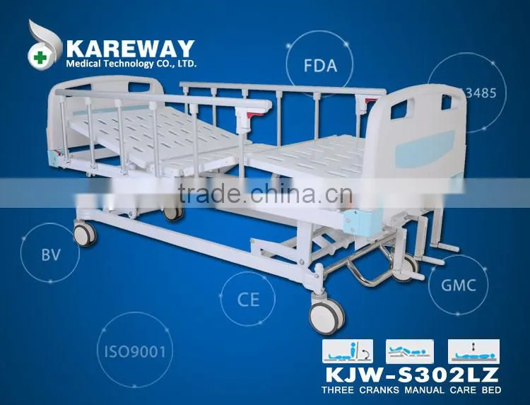 Alibaba china supplier medical equipments manual ordinary 3 crank manual hospital bed