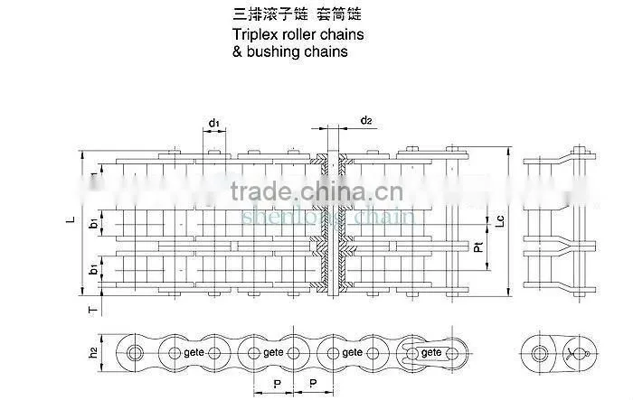 Industry transmission line use triplex roller chain