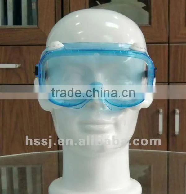 2016 hot selling dental safety goggles CE EN 166 PC transparent safety goggles with 4 holes PC replacable safety goggles