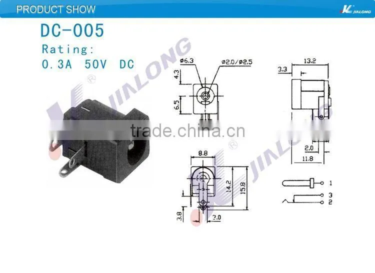 2.0mm or 2.1mm or 2.5mm pin AUDIO PHONE JACK DC-005