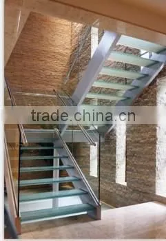 indoor glass precast staircase , steel straight stairs ---YUDI