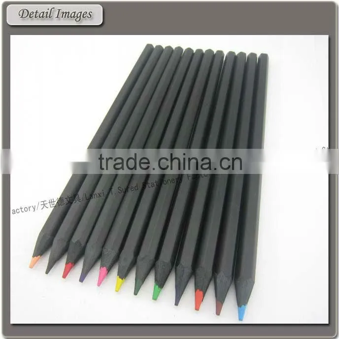 12 Pcs Jumbo Black Wood Color Pencils In Tube