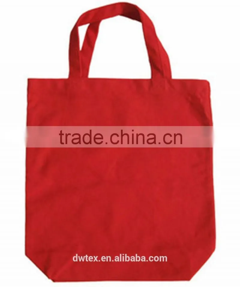 Red Cotton Shopping Tote Bag Natural Color Customized Size Fold-able Promotional Gift