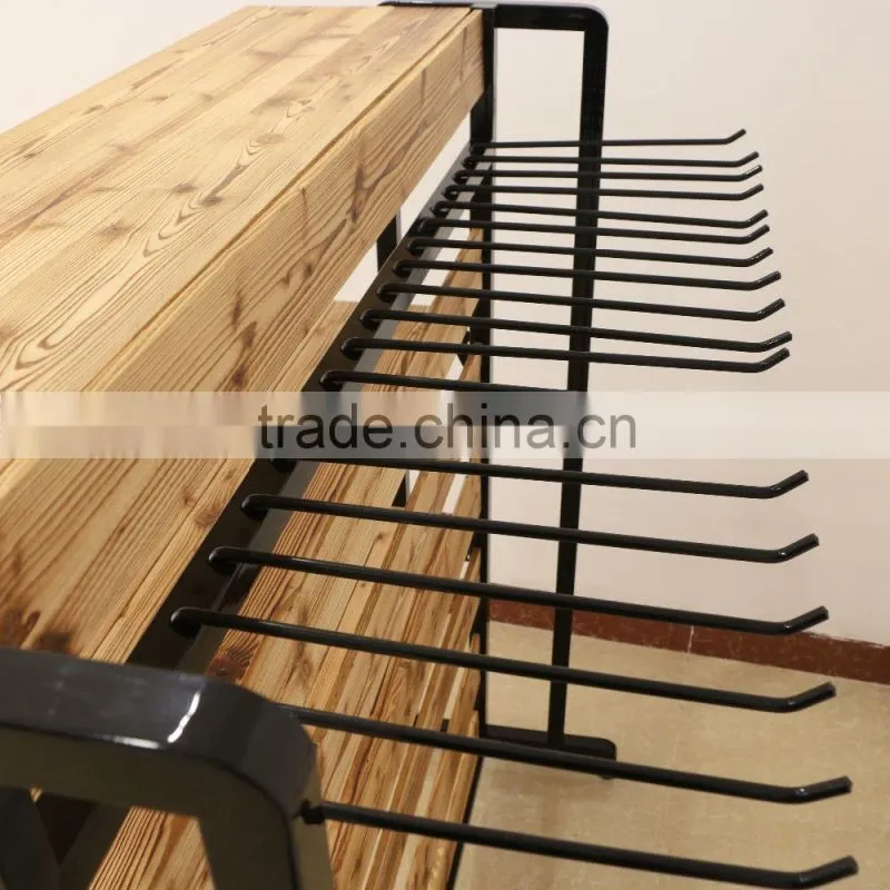 Wood and metal clothes display Trousers rack with hanging