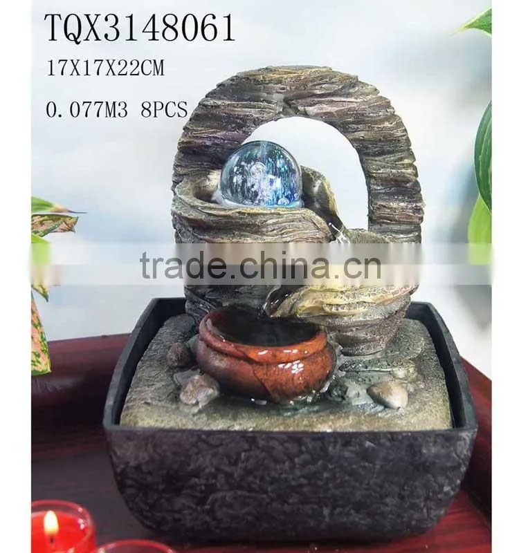 Tabletop Polyresin Stone Water Fountain with Rolling Ball