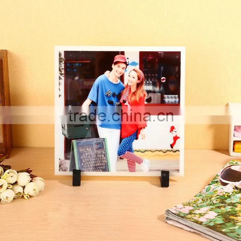 Sublimation glass photo frame as a gift in white color