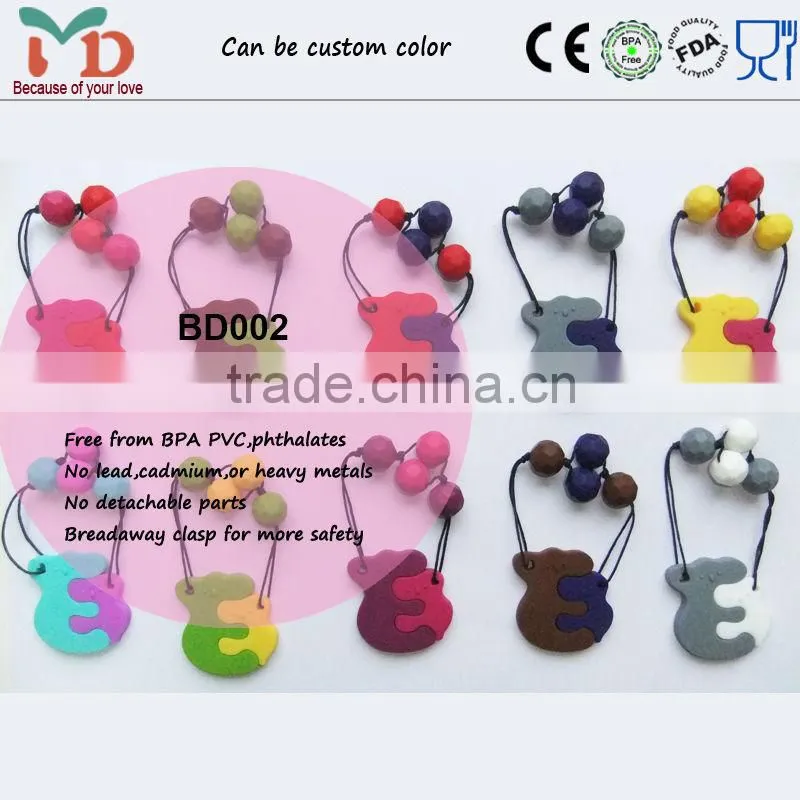 2014 Baby Teether Toys Food Grade Baby Teething Necklace/BPA Free Silicone Teething Beads For Jewelry