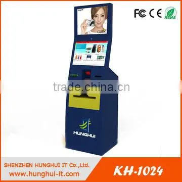 double screen advertising kiosk / dual monitor payment kiosk with thermal printer