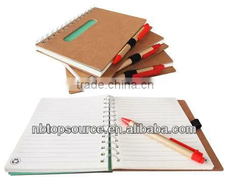 New Design! Recycled Notebook with Pen