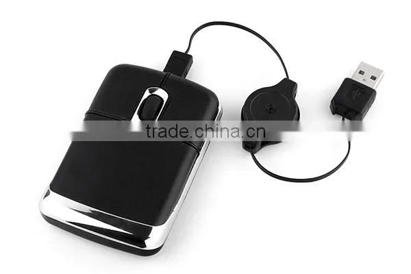 leather material slim wired mouse for pc