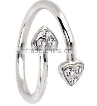Cubic Zirconia PAVED HEART Toe Ring