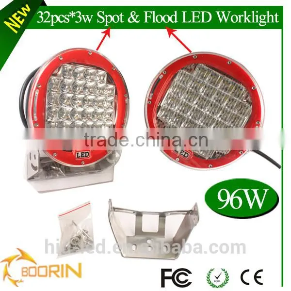 Top Sale Black/ Red automobile 4x4 accessories 4wd offroad 9 inch 96w round led working light led driving lights