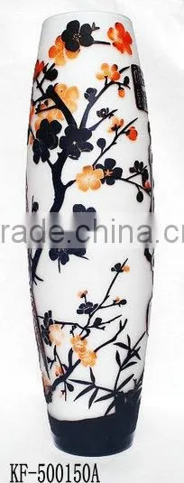 2014 Special 3D-Carved Large Size Flower Glass Vase