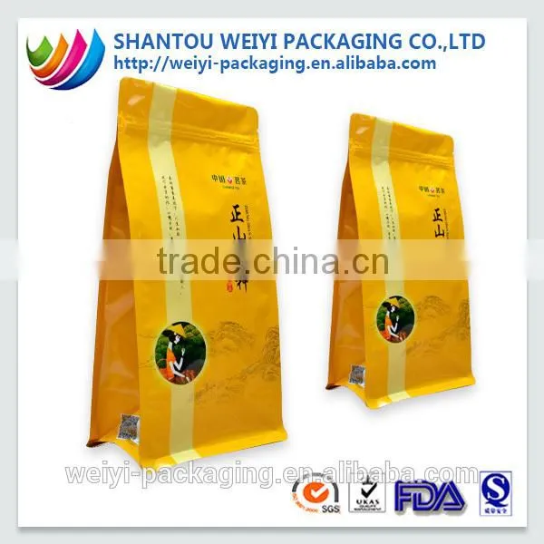 Disposable waterproof flat bottom plastic packaging bag for tea