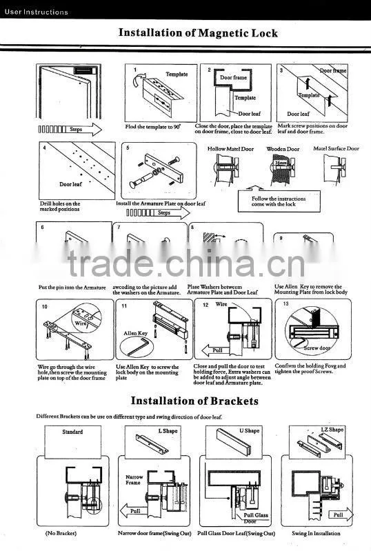 L Z Brackets for Electronic magnetic lock