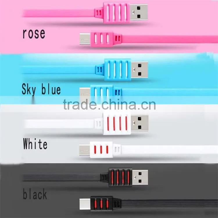 2016 Colorful Fresh look Type-C to USB2.0 flat wire phone cable