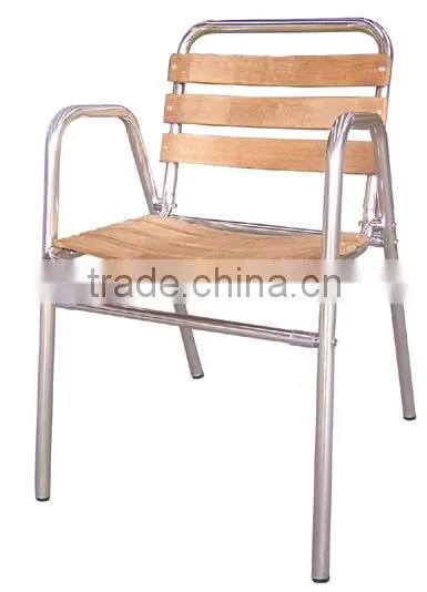 Outdoor garden chair, Aluminum wooden garden chair
