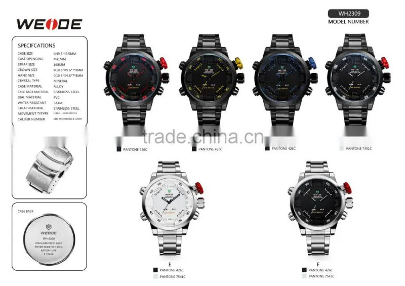 Weide Oversize Quartz Analog Dual Time Zone Digital Watches With Genuine Leather Band Water Resistant Watches Men Alibaba.China
