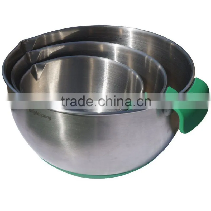 Salad bowl,Stainless steel mixing bowls with handle & spout