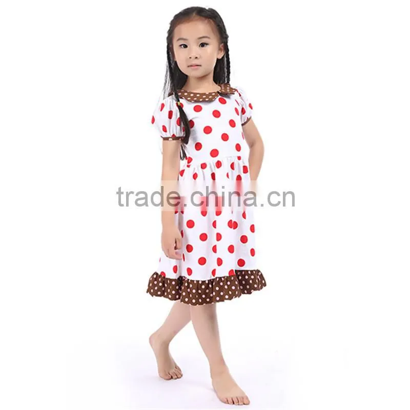 2016 red dot cotton frock design for baby girl