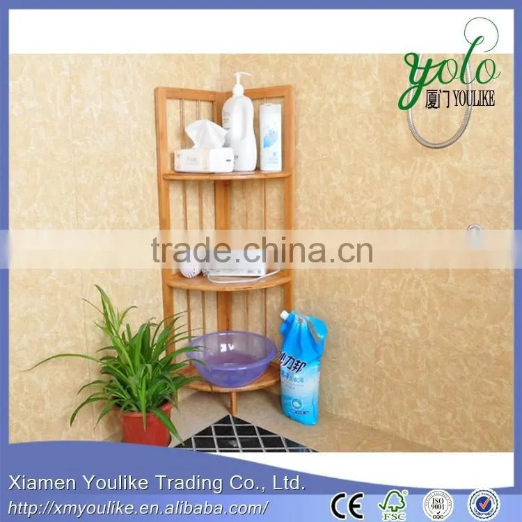 New design bathroom Bamboo and wooden Corner shelf for home