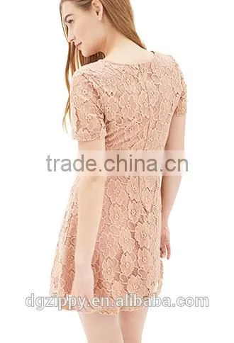 2016 Fashion short sleeveless scoop neck floral A lined lace evening dress