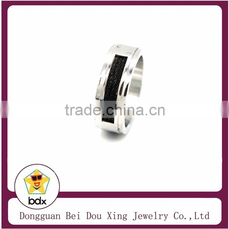 New black twisted wire design with shiny silver plated stainless steel 316 fashion Ring