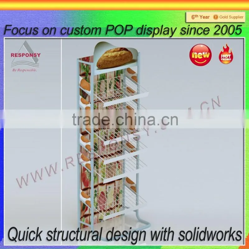 New products pop up metal cup bread display rack for retail store