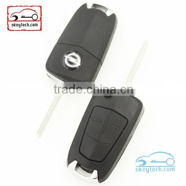 Best price opel car key Opel Vectra 2 buttons flip replacement key shell HU100 blade opel vectra key