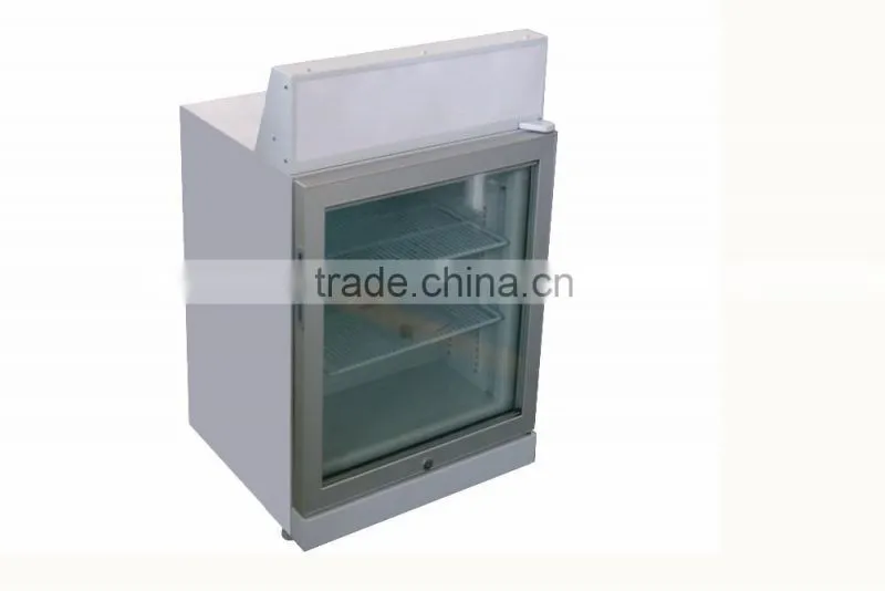 Single temperature 70lt glass door display ice cream refrigerator show case for sale in china