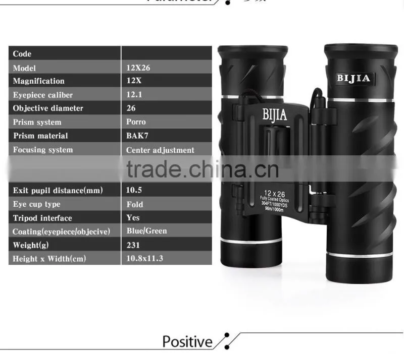 Porro system high power HD 12X binoculars