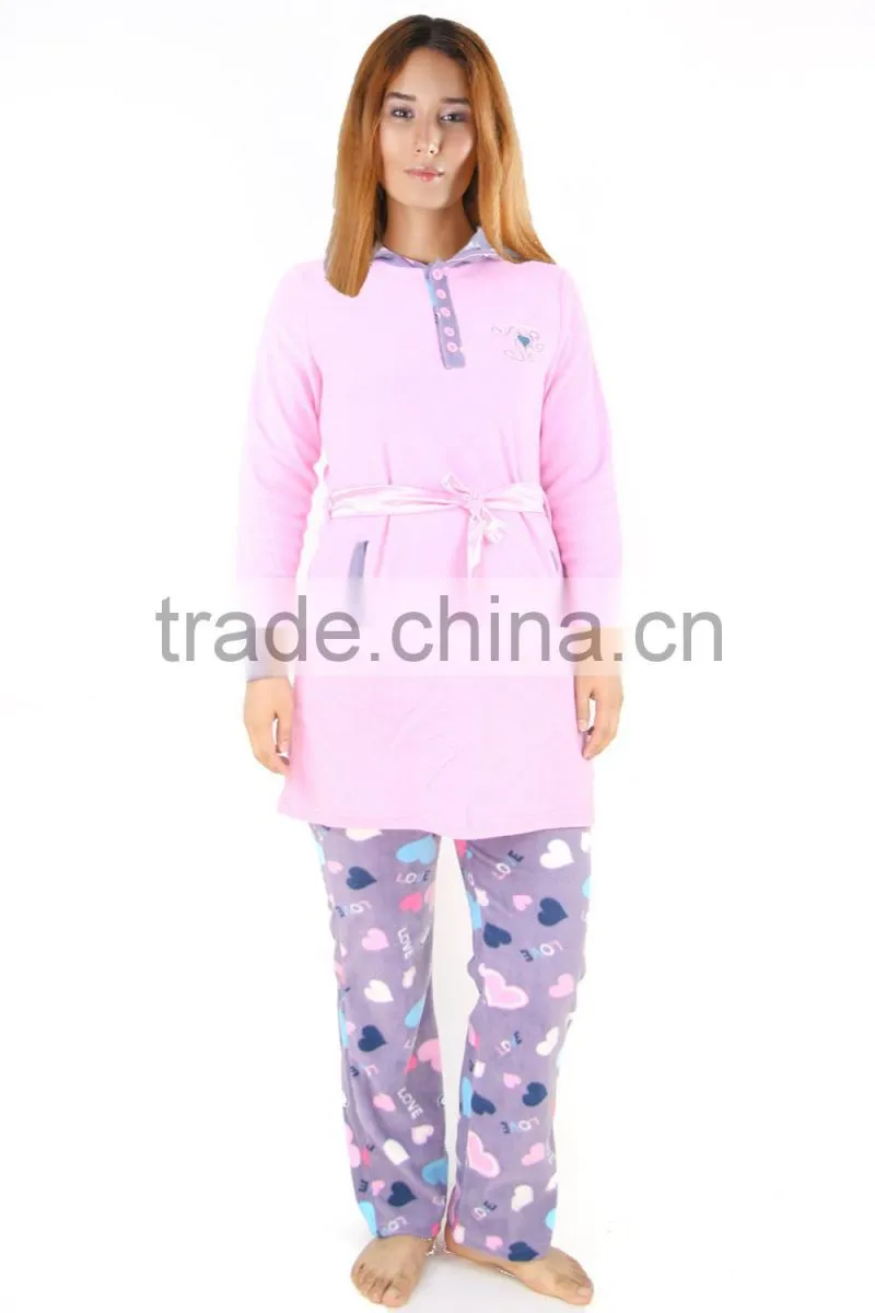 Kevince polar fleece pyjamas set woman pajama pink snowflake 1000pcs up OEM factory directly