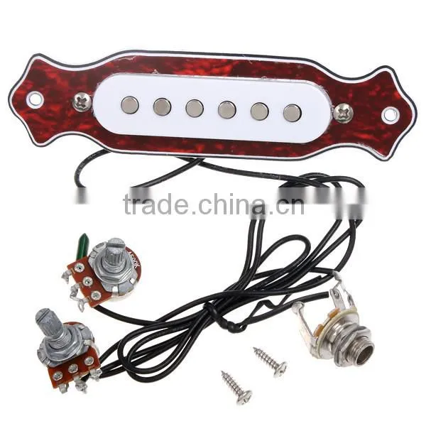 Red Chelonian Shell Sound Hole Magnetic Pickup for Folk Acoustic Electric Guitar