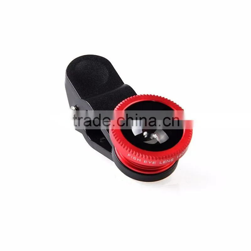 Hot!! 3 in 1 lens with clip for iphone mobile phone table PC lens fisheye+marco+wide general use