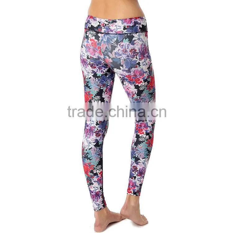 OEM supplier custom design fashion print mid waist unique tight woman yoga pants