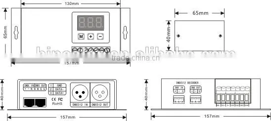 BC-854 Support RJ 45 port DC12-24V 4 Channels rgbw dmx512 decoder