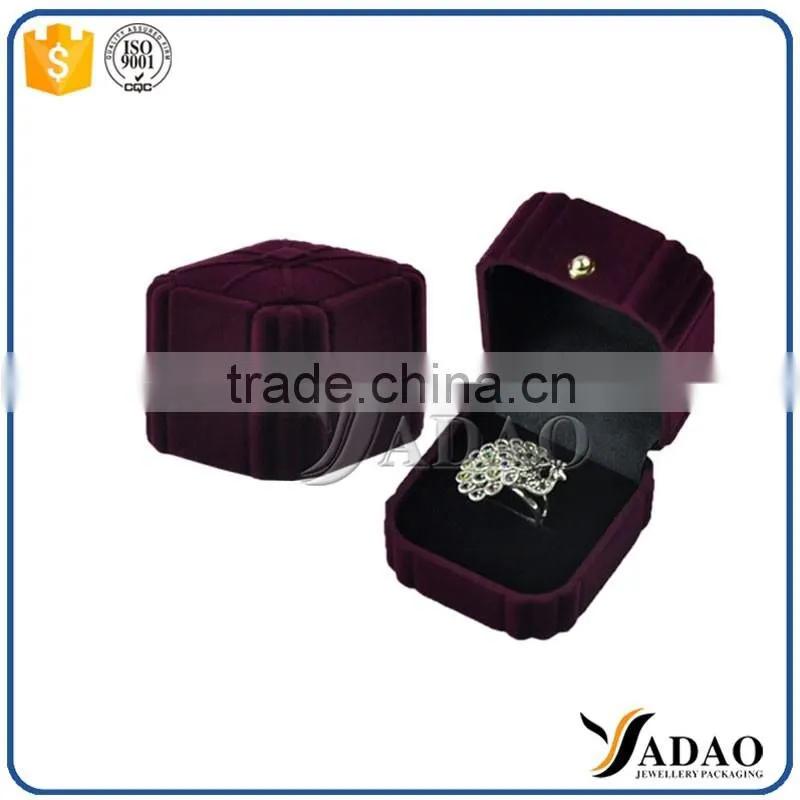 unique high quality purple custom velvet jewelry boxes ring packaging