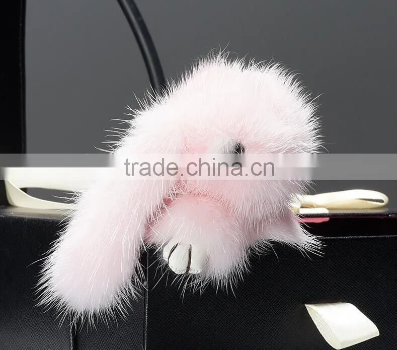 adorable rabbit fur bag charm